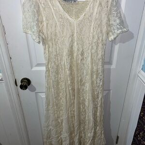 Cottagecore Cream Lace Dress